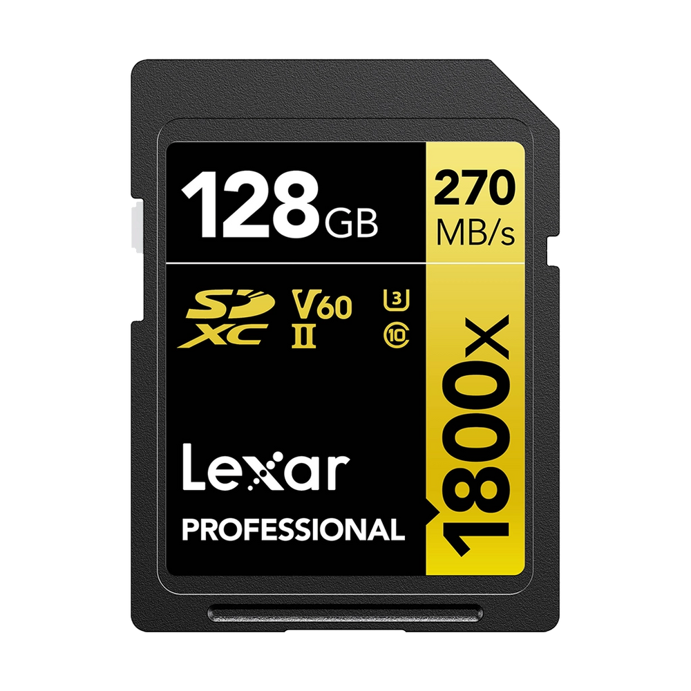 Lexar 128GB Professional 1800x UHS-II SDXC Memory Card (GOLD Series)