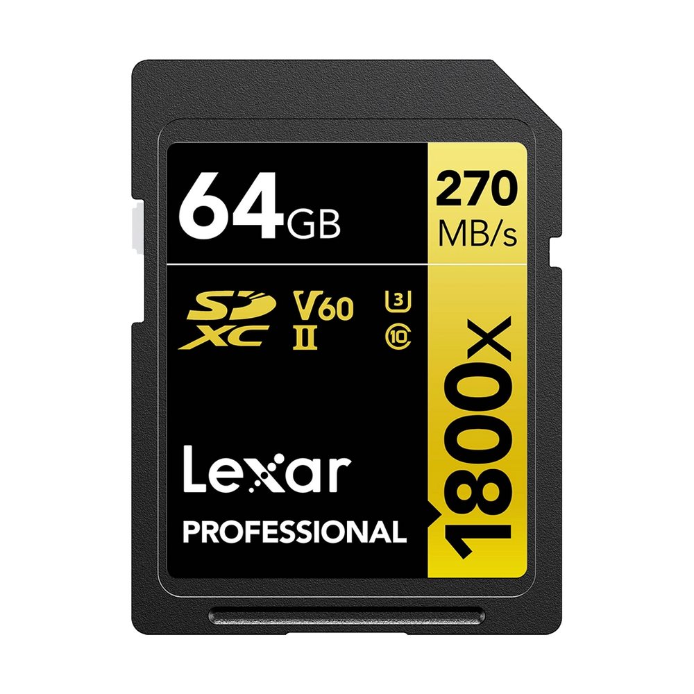 Lexar 64GB Professional 1800x UHS-II SDXC Memory Card (GOLD Series)