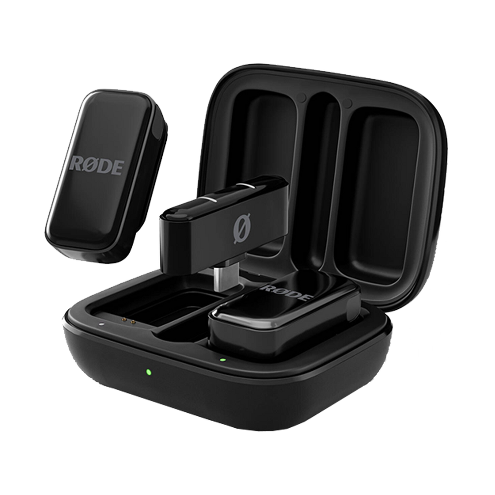 Rode Wireless Micro 2-Person Ultracompact Wireless Microphone System with USB-C Connector (2.4 GHz, Black) with FREE Rode Interview Micro Handheld Mic Adapter for Wireless Clip-On Transmitter (Valued at R700)
